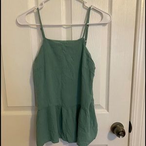 Aqua ruffle tank top